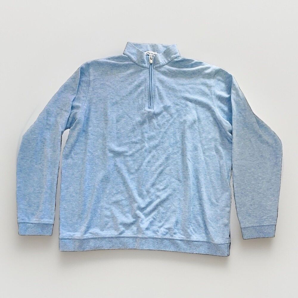 Mens Peter Millar Quarter-Zip Pullover XL Blue Heather